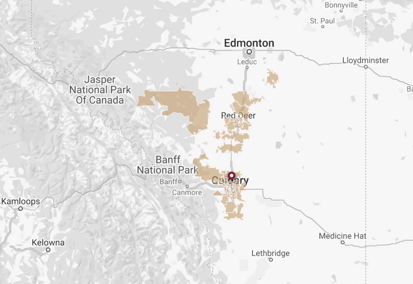 Map of areas served