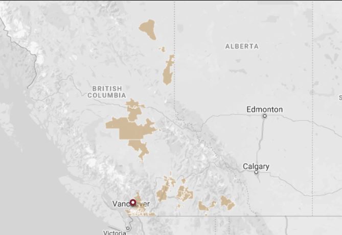 Map of areas served