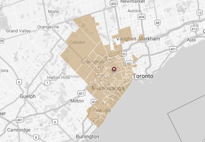 Map of areas served